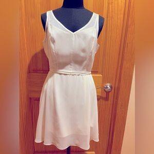 Wedding white sheer dress with silky matching slip